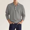 2024 Autumn Men's V-Neck Button Long Sleeve Casual Polo Shirt