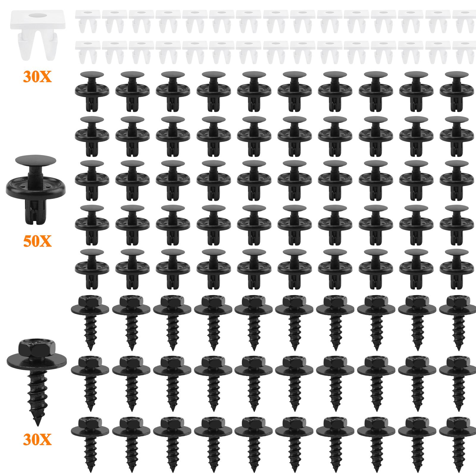 100Pcs Engine Under Cover Retainer Clips for Toyota 90467-07201 90189-06193 90159-60477 Push-Type Fastener Nut Screw Bolt 100pcs