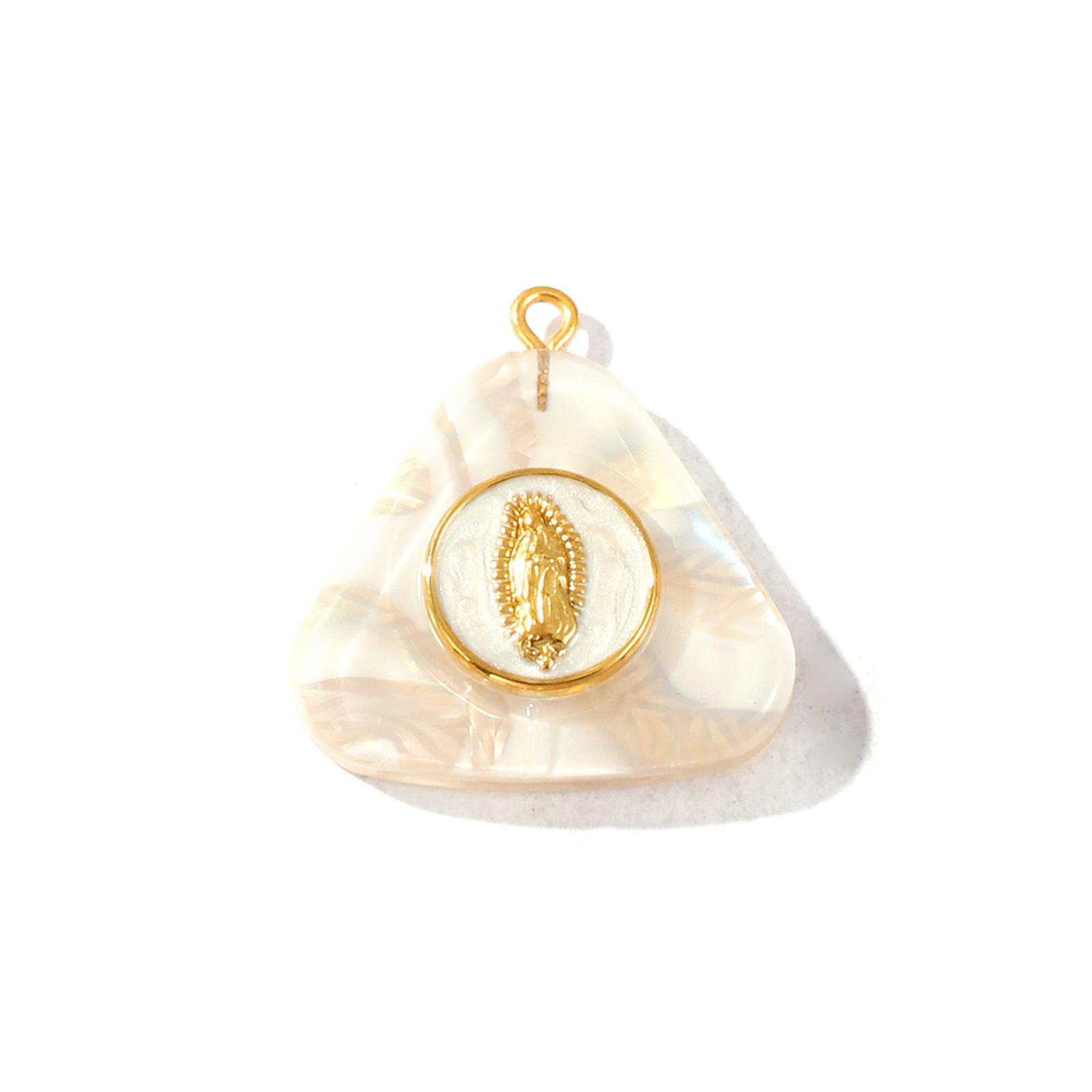 

1 Piece Resin Charms Gradient Color Virgin Mary Star 304 Stainless Steel 18K Gold Plated Waterproof Pendants For DIY Necklace