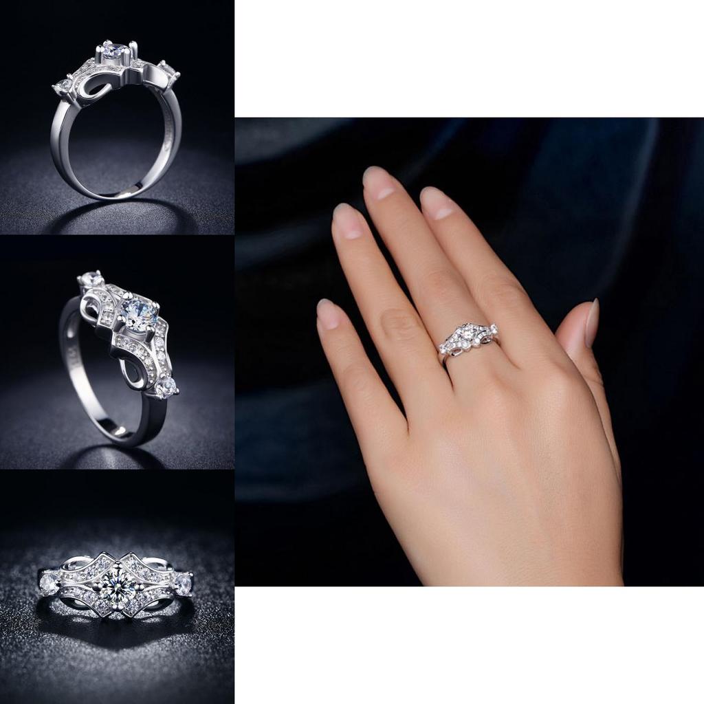 Elegant Women Round Cut Luxurious Crystal Ring For Wedding And Engagement