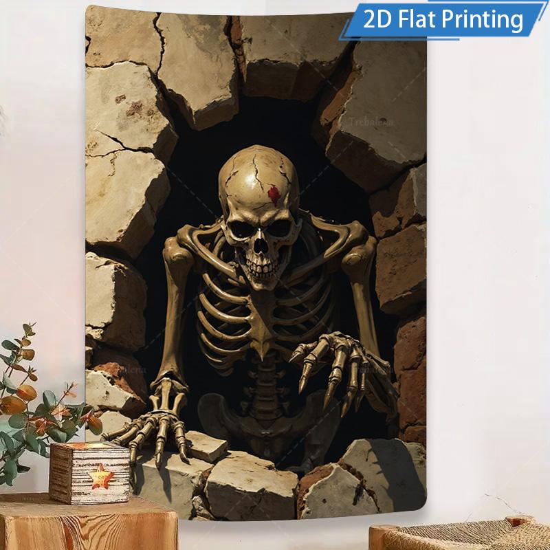 1pc Wall Tapestry Gothic Horror Woman Breaking Wall Tapestry - 2D Flat Printing Art Decor