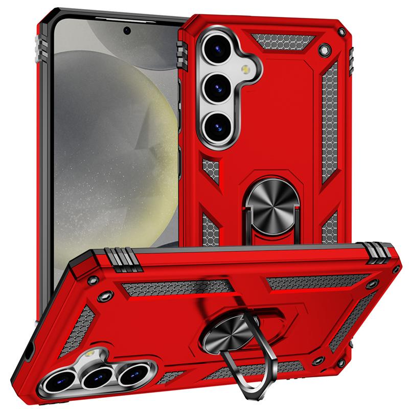 For Samsung Galaxy S25 S25+ S25Ultra Case Shockproof Armor Car Magnet Ring Silicone Phone Case Stand Holder Back Cover
