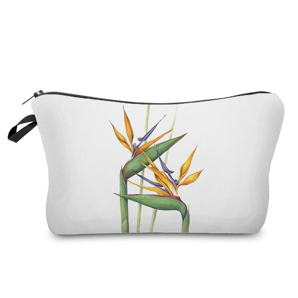 Damen Pflanzenmuster Kosmetiktasche Toilettenartikel Organizer Reiseaufbewahrungstasche 6871
