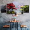 Roter Baum Gartenpflanzen Leinwand 5 Teile Fünfteiliger Wanddruck Moderne Kunst Poster Bild Heimdekor Geschenk für Ihn für Sie