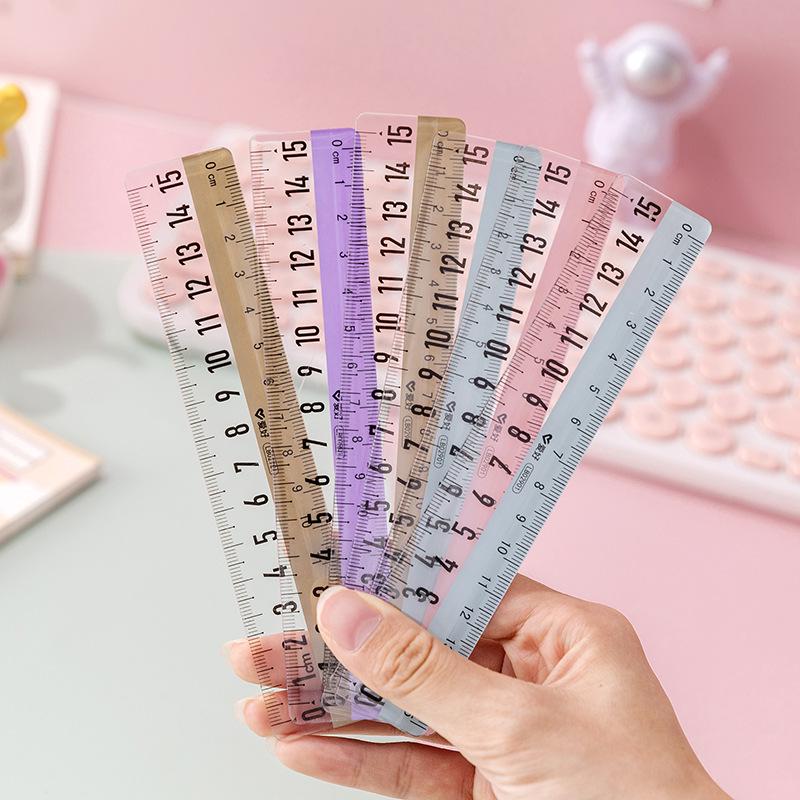 15cm Warm Color Cartoon Transparent Plastic Ruler – Primary School Student Stationery