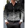Men's Fashion Print Shirt, Spring/Autumn Casual Breathable Turn- Collar Button-Up Long Sleeve Shirt