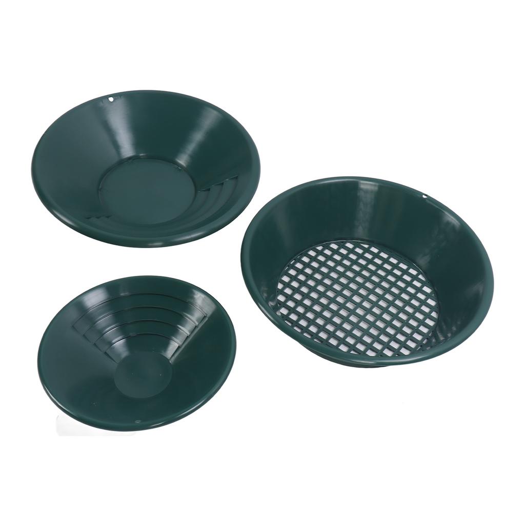 3PCS Gold Panning Pan ABS Plastic Gold Washing Pan Kit Hand Operated Round Gold Dredging