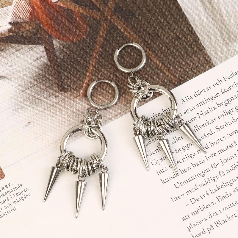 Punk Style Spiked Earrings For Women Men Gothic Cone Pendant Earrings Y2K Grunge Dangle Jewelry Gift