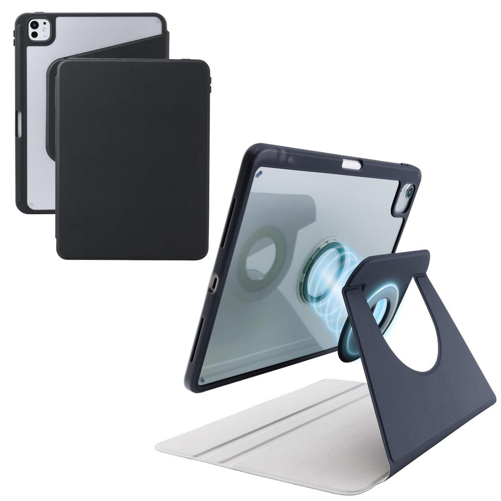 Elecom IPad Pro Case Portrait or Landscape Magnetic Pen Flap 11-inch (M4) Cover, 360-Degree Rotation, Positioning, Detachable, Storage, Included,