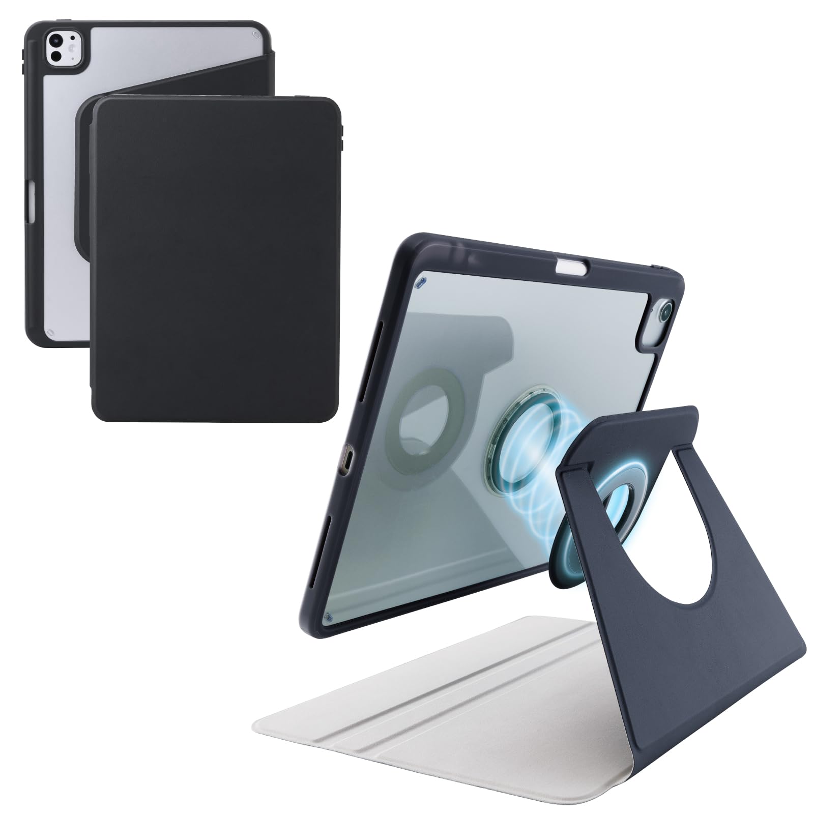 

ELECOM iPad Pro Case Portrait or Landscape Magnetic Pen Flap 11-inch (M4) Cover, 360-Degree Rotation, Positioning, Detachable, Storage, Included, чёрный