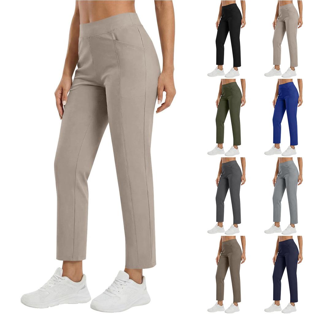 Women’s High Waist Stretch Straight Leg Pants for Office Casual Wear Yoga Travel with Comfortable Fit Design