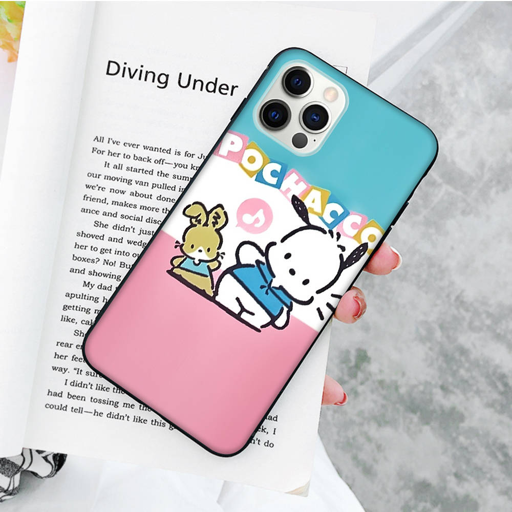 JZ26 Cartoon Pochacco Black Sofe Case for Samsung Note 20 Lite S24 Ultra S23 A03 A05 A06 A11 A71 A15 A16 A13 A24 A25 A33 A52 A53 A50 M55 M35 Plus