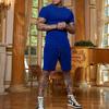 Men's Summer Sports Two-Piece: Solid Color Shorts & Short-Sleeve T-Shirt with Custom Logo Option