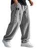 European and American straight-tube loose-tie sports casual pants knitted jacquard trousers men's versatile