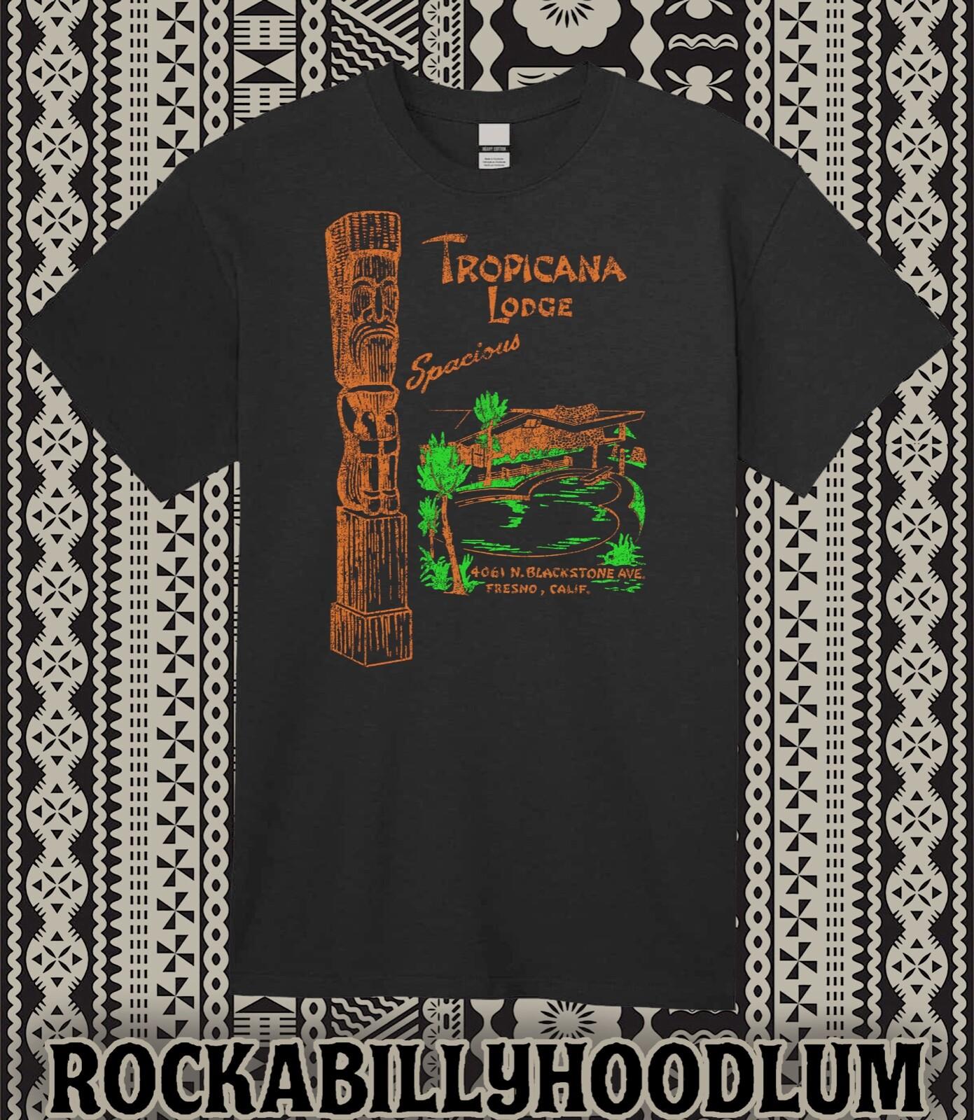 Retro Tiki Art Tee T Shirt Cotton Mug Bar Restaurant Tropicana Lodge Fresno CA S