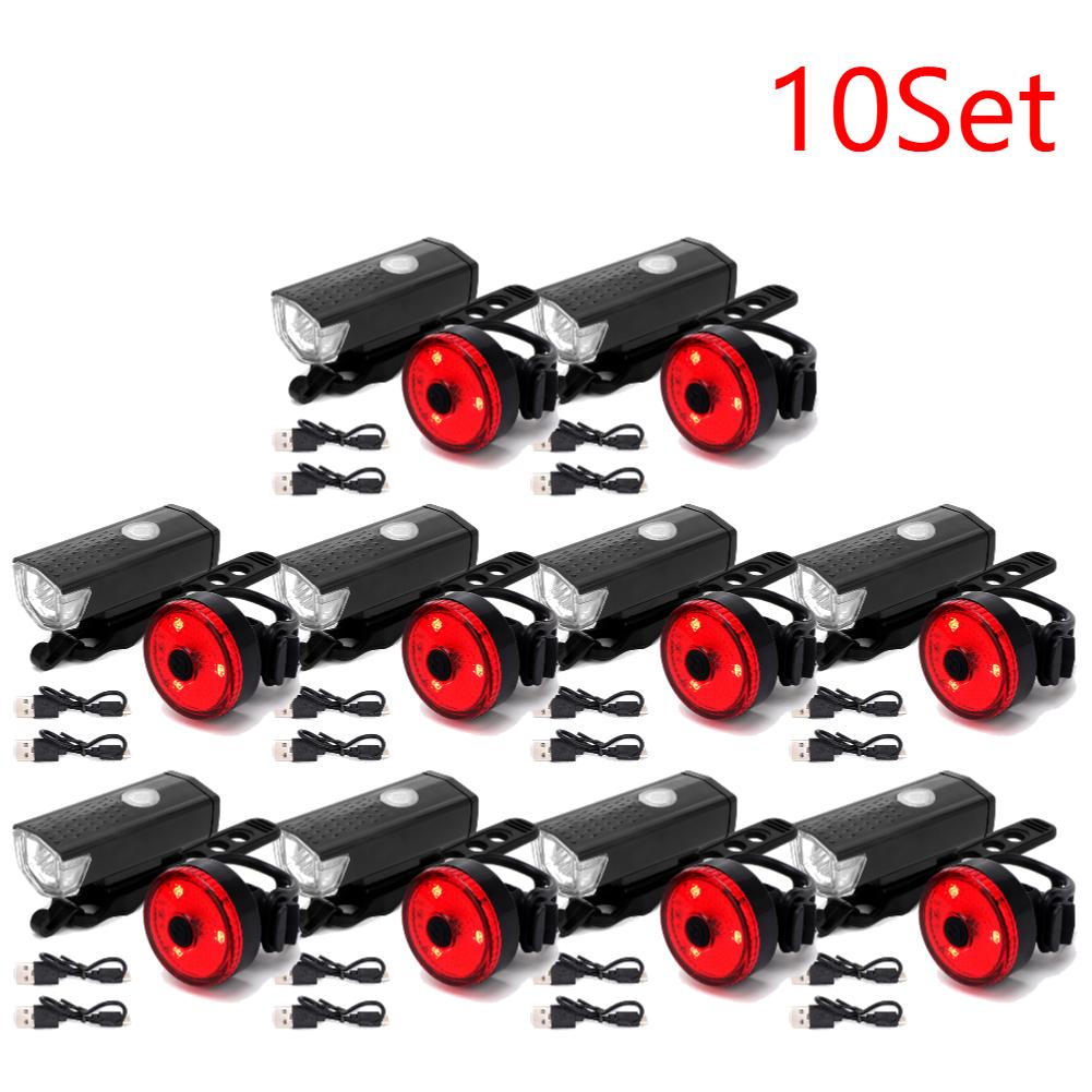 2-10 Set Bike Tail Light Headlight 3 Modes LED Riding Warning IPX4 Waterproof Rechargeable Cycling Accessories Outdoor Cycling