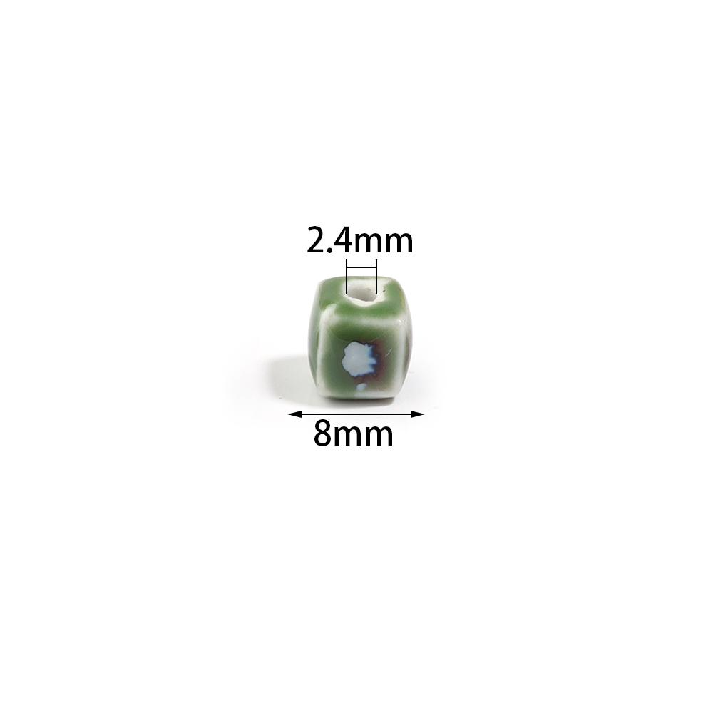 10pcs/lot Colorful Square Ceramic Beads Floral Glaze Porcelain Bead for DIY Bracelet Necklace Charms  Jewelry Making Supplies
