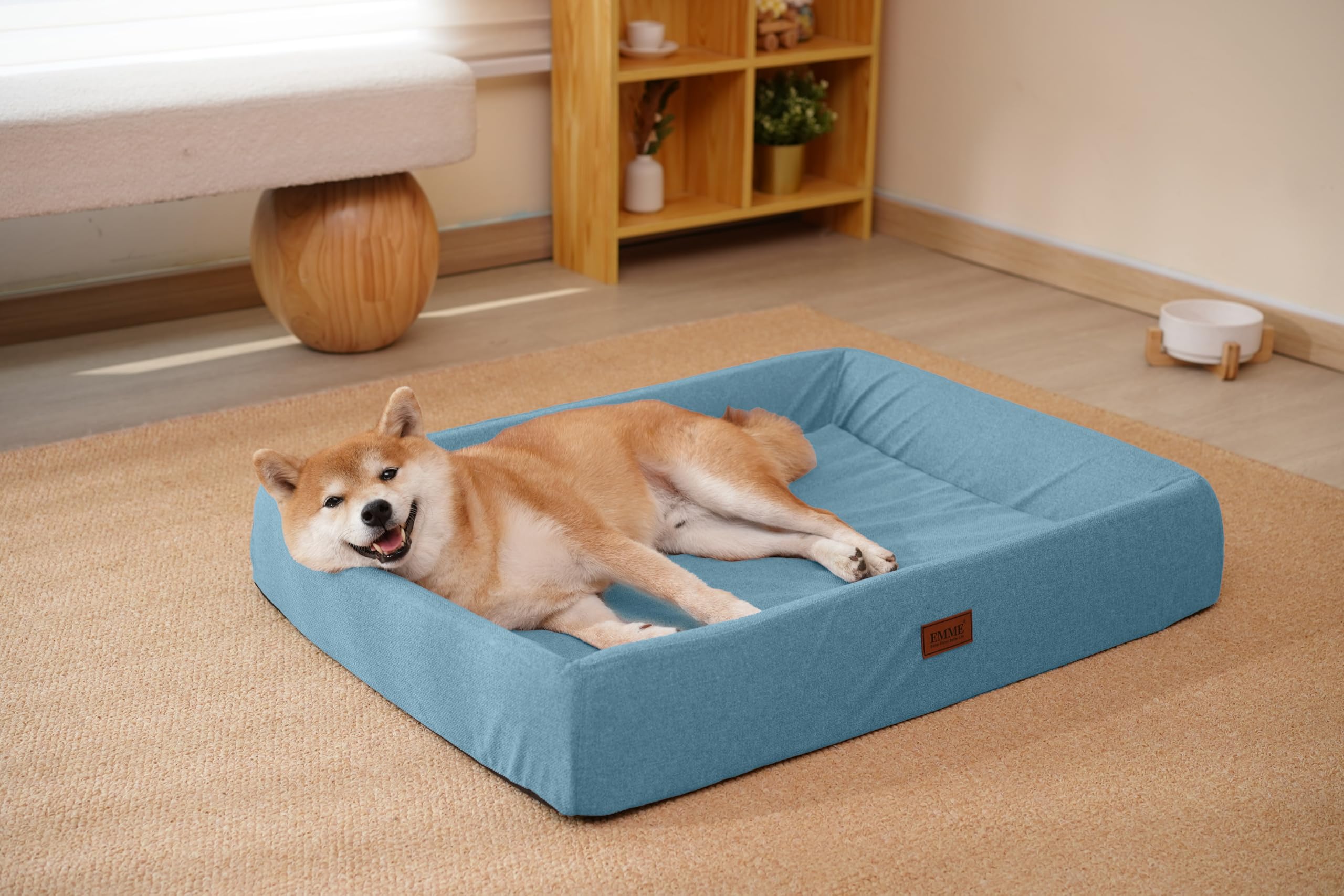 

EMME 3D Dog Waterproof Urethane Pet Easy to Pet Pet No High Suitable for Senior and Multiple Removable Pet Medium to Large L Size Bed, All-Week синий