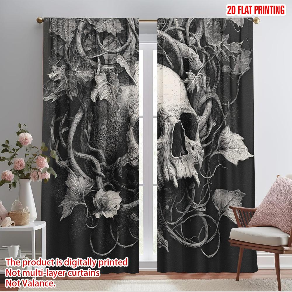 

2 шт., 2D принт на шторах, рулонные шторы с черепом (4) Полиэфирная ткань (без удилища) Универсальное Все Использование для Спальни, Гостиной 52.50×116.00 CM 2pcs