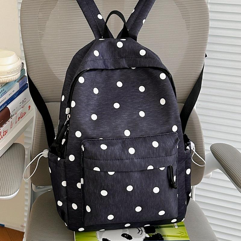 Schoolbag Cherry Blossom Pink Polka Dot School Bag Girls Junior High School Ins Niche High Value High School Student Backpack Large Capacity Fashion
