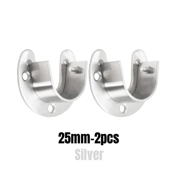 

2PCS 304 Stainless Steel Flange Seat Wardrobe Hanger Rod Fixing Hardware Accessories Curtain Rod Tube Fixed Support Bracket Seat