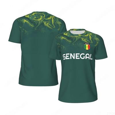 Modne koszulki piłkarskie z grafiką flagi Senegalu dla mężczyzn Trendy Koszulki sportowe z nadrukiem godła narodowego 3D Luźne oddychające T-shirty