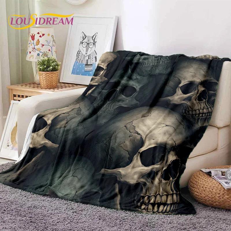 3D Horror Gothic Skull Skeleton Soft Flannel Blankets,Throw Blanket Comfortable Blanket for Picnic Beds Sofa Home Bedroom Gifts