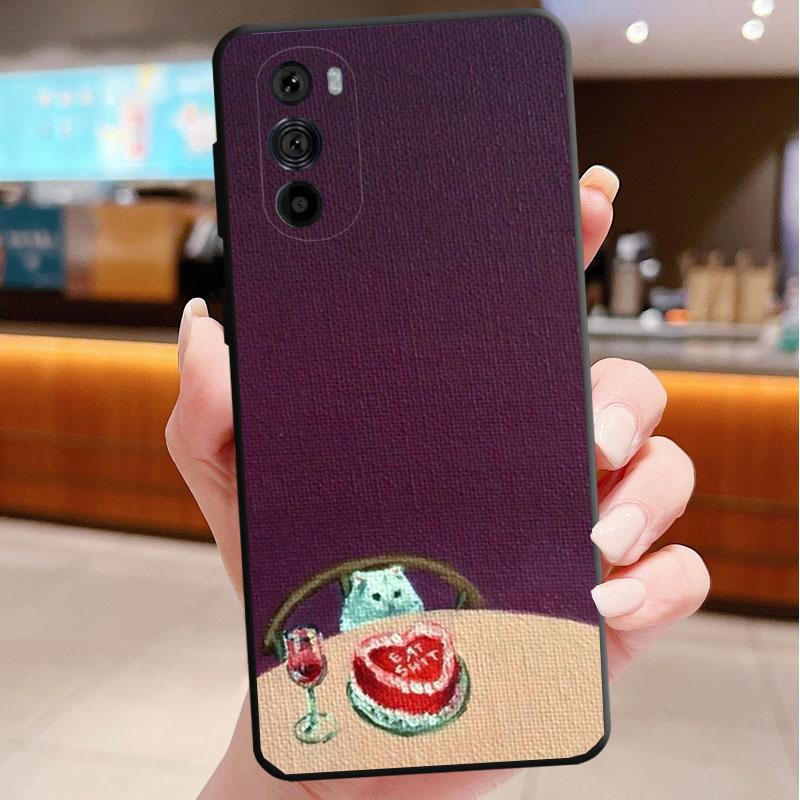 Phone Case For Motorola Edge 50 40 Pro 60 50 40 30 Ultra Neo Fusion Moto G Play G Stylus G Power G Drinking Wine Cat