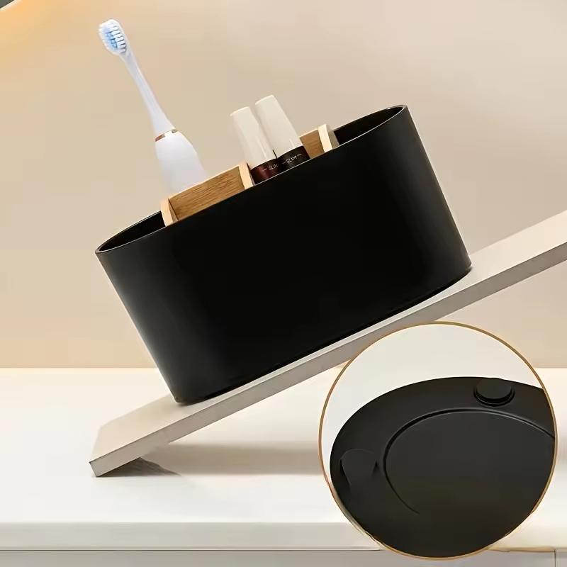 Toothbrush Holders For Bathrooms, Electric Tooth Brush Holder With Bamboo Dividers Toothpaste Organizer For Bathroom Countertop