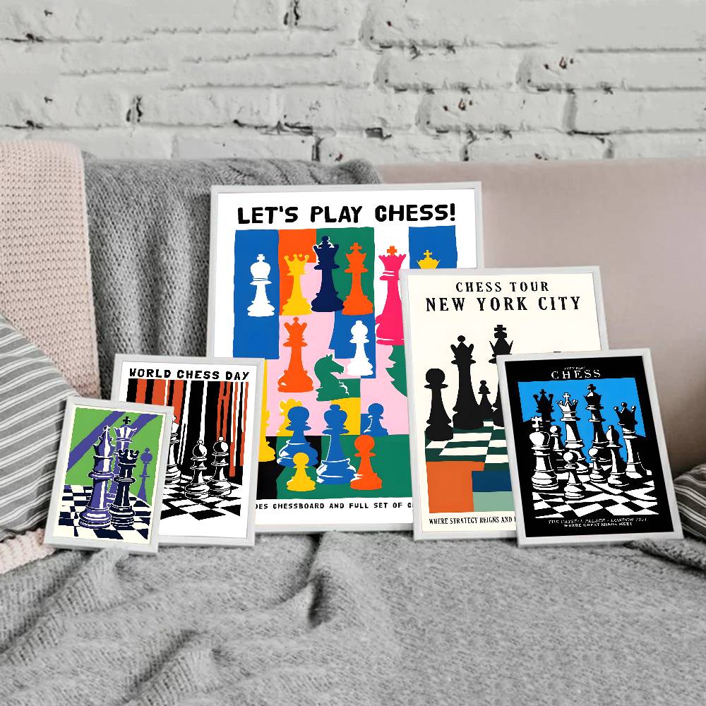 Vintage Classy Chess Classic Movie Whitepaper Poster Retro Kraft Paper Sticker DIY Room Bar Cafe Vintage Decorative Painting