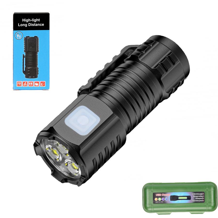 MINI 3LED Flashlights Rechargeable with Built in Battery Torch Portable Outdoor Waterproof Hiking Flashlight Pen Clip HeadLamp