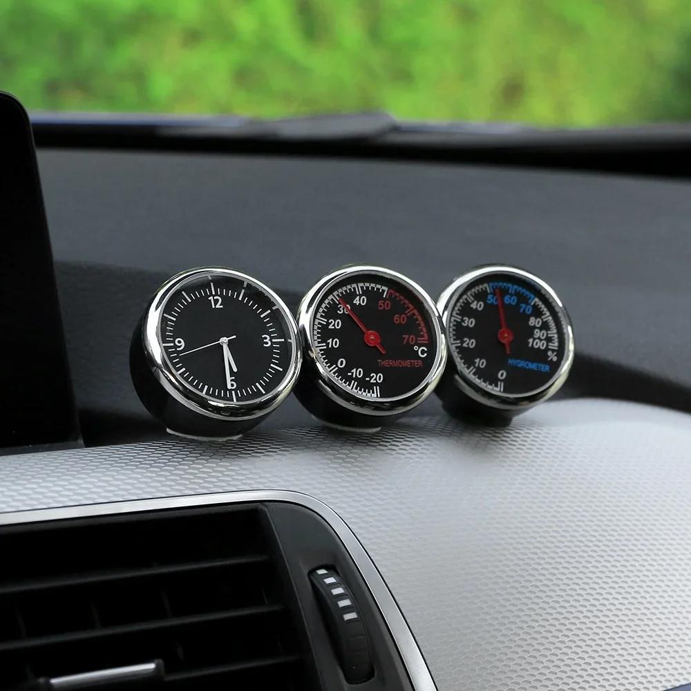 Mini Car Digital Clock Thermometer Hygrometer Decoration Car Interior Accessory Clock Aesthetically Pleasing Decoration