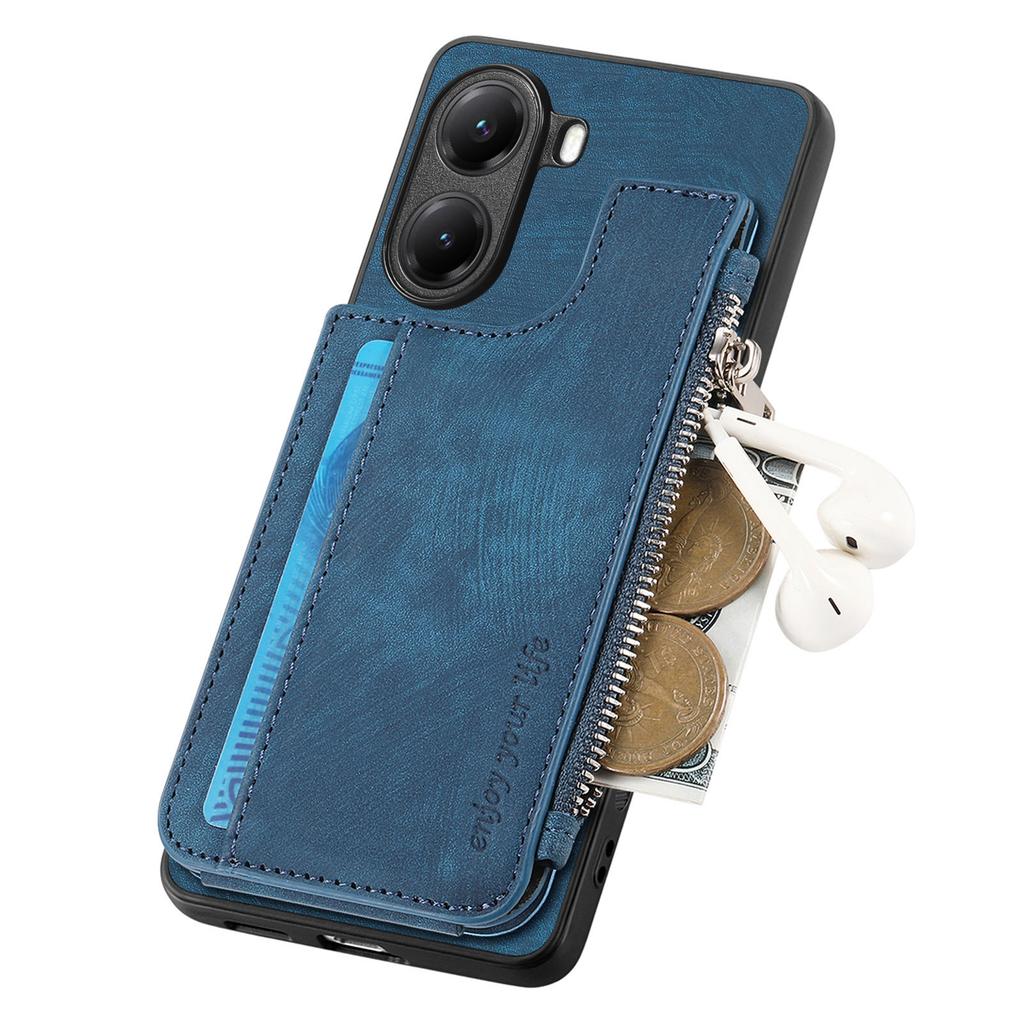 Xiaomi Poco X7 Pro 5G/Xiaomi Redmi Turbo 4 5G Kılıfı Fermuarlı Kartlık Standlı Deri + PC + TPU Telefon Kılıfı