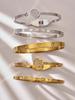 18k Gold-Plated Zircon Bamboo Bracelet Set: Geometric, European & American Style