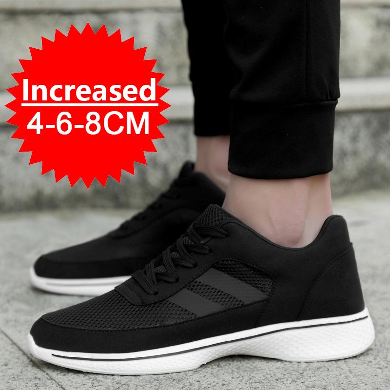 Men Mesh Elevator Shoes Height Increase Sneakers Shoes for Men's 8cm Sports Casual Shoes Invisible Inner Heightening Black Shoes