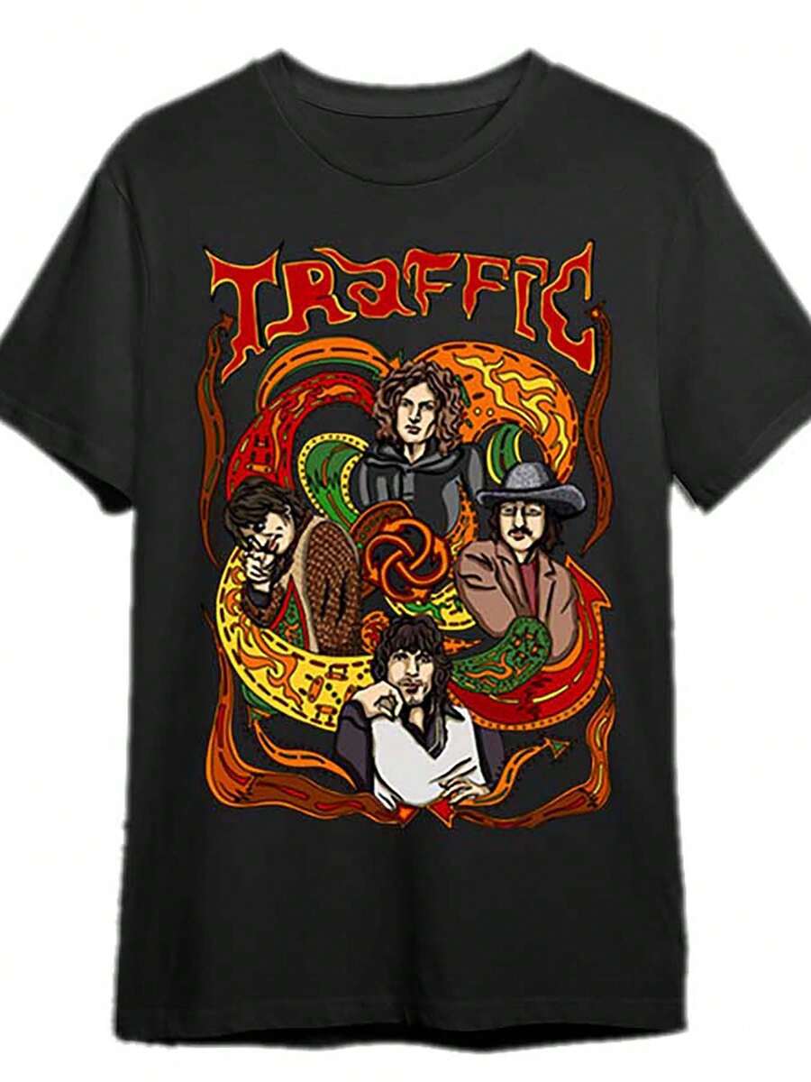 

UnisexS Traffic Band Graphic TShirt Retro Music Tee With Steve Winwood Chris Staints Lowell George S