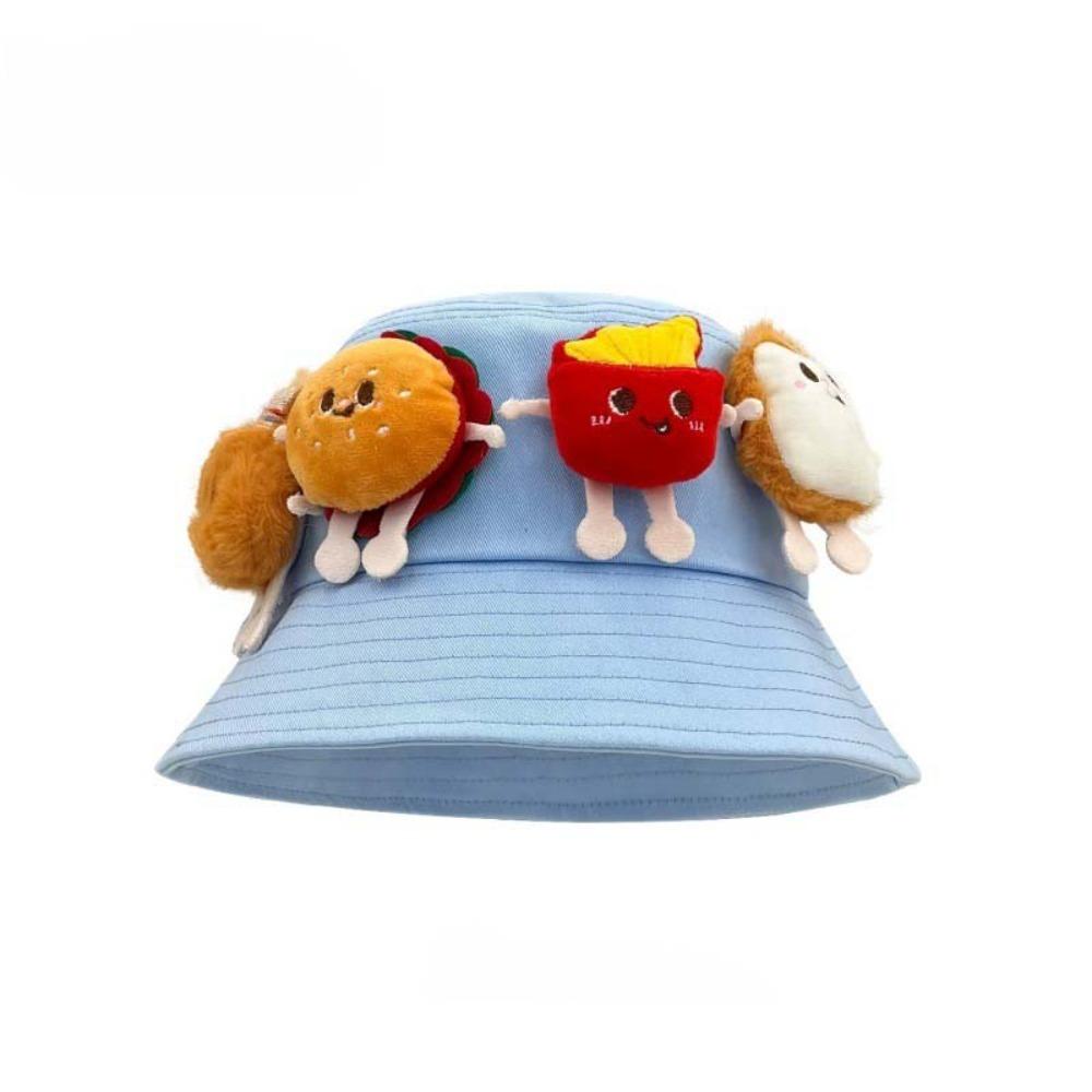 Breathable Sunscreen Basin Cap Adjustable Cartoon Sunshade Hat Cute Hamburger Fisherman Hat  Women