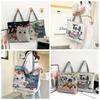 Large Capacity Ethnic Style Handbag Canvas Animal Shoulder Bag Cute Cat Cloth Bag  Cosmetic Bag