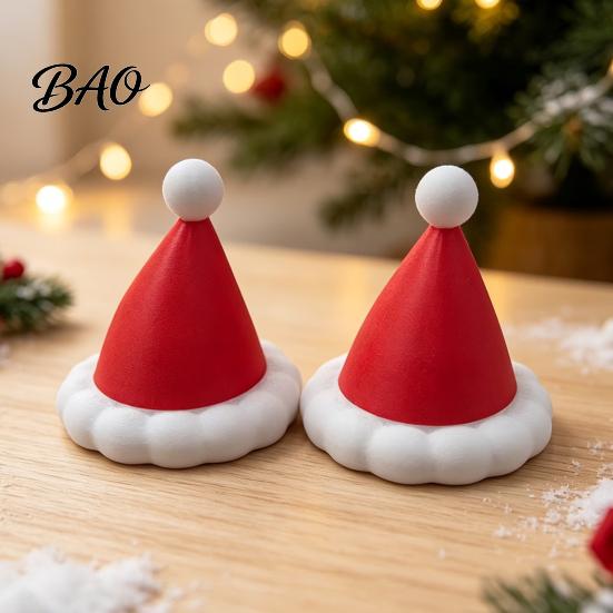 Indoor Christmas Decoration Supplies Theme Ornaments, Santa Hats/Boots/Gloves Decorative PLA Figures, 3D Printed Holiday Crafts for Home Showcase