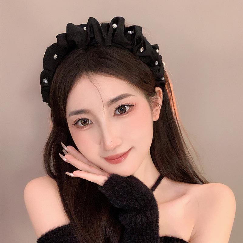 Fashion Crystal Ruffle Hair Hoop Hair Bands For Women Girls Headbands Wide Hairband Hair Accessories Headwear