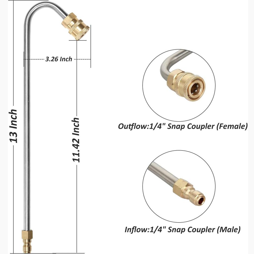Pressure Washer Gutter Cleaner Attachment, Pressure Power Washer Gutter Cleaning, 4000 PSI, 13 Inch, 1/4 Quick Connect