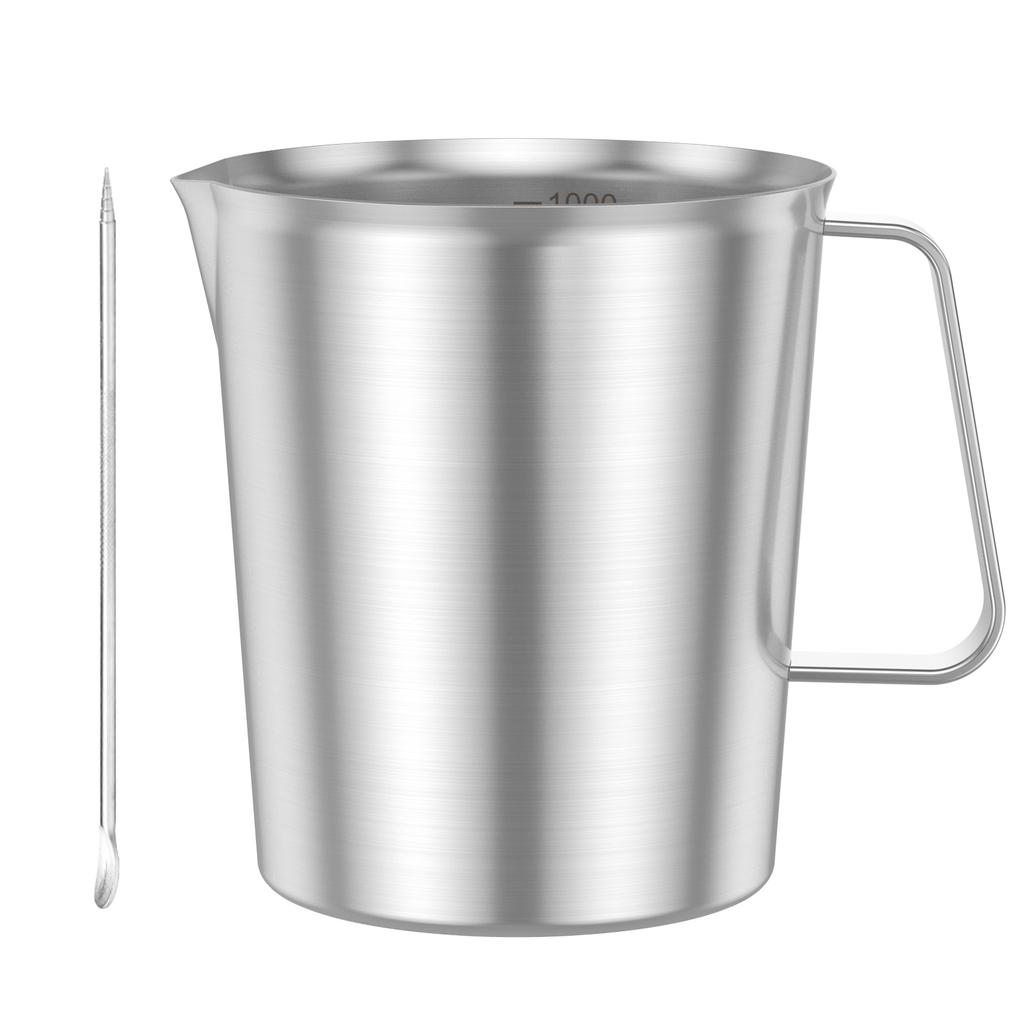 Mätkopp i rostfritt stål för kaffe, mjölk, latte med latte-nål, konstnärlig skala, lämplig för kaféer och restauranger