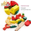 Wooden Fruits & Vegetables Cut-Cut Educational Toy Set for Pretend Play & Children's Kitchen Learning.