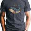Herren T-Shirt mit Walfisch-Print Weiches Polyester Kurze Ärmel Rundhalsausschnitt Perfekt für den Sommer Herrenbekleidung