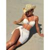 With Skirt Wrinkled Bandeau Bikini Female Swimsuit Women Swimwear Three-pieces Bikini Set Metal Ring Bathing Suit Swim Beachwear