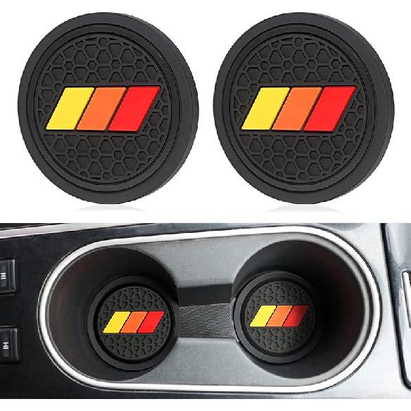 Cup Holder For Toyota Accessories Tacoma TRD Tundra Rav4 Highlander Camry, Classic Retro Style Tri-Color Interior Ert Coaster (2.75 Inch, чёрный