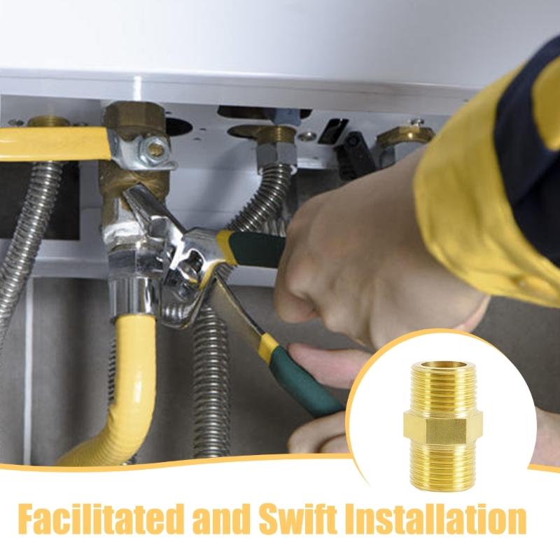 Strong Double Male Threaded Brass Fitting Universal Pipe Connector Univsersal Pipe Adapter for Home & Industrial Use