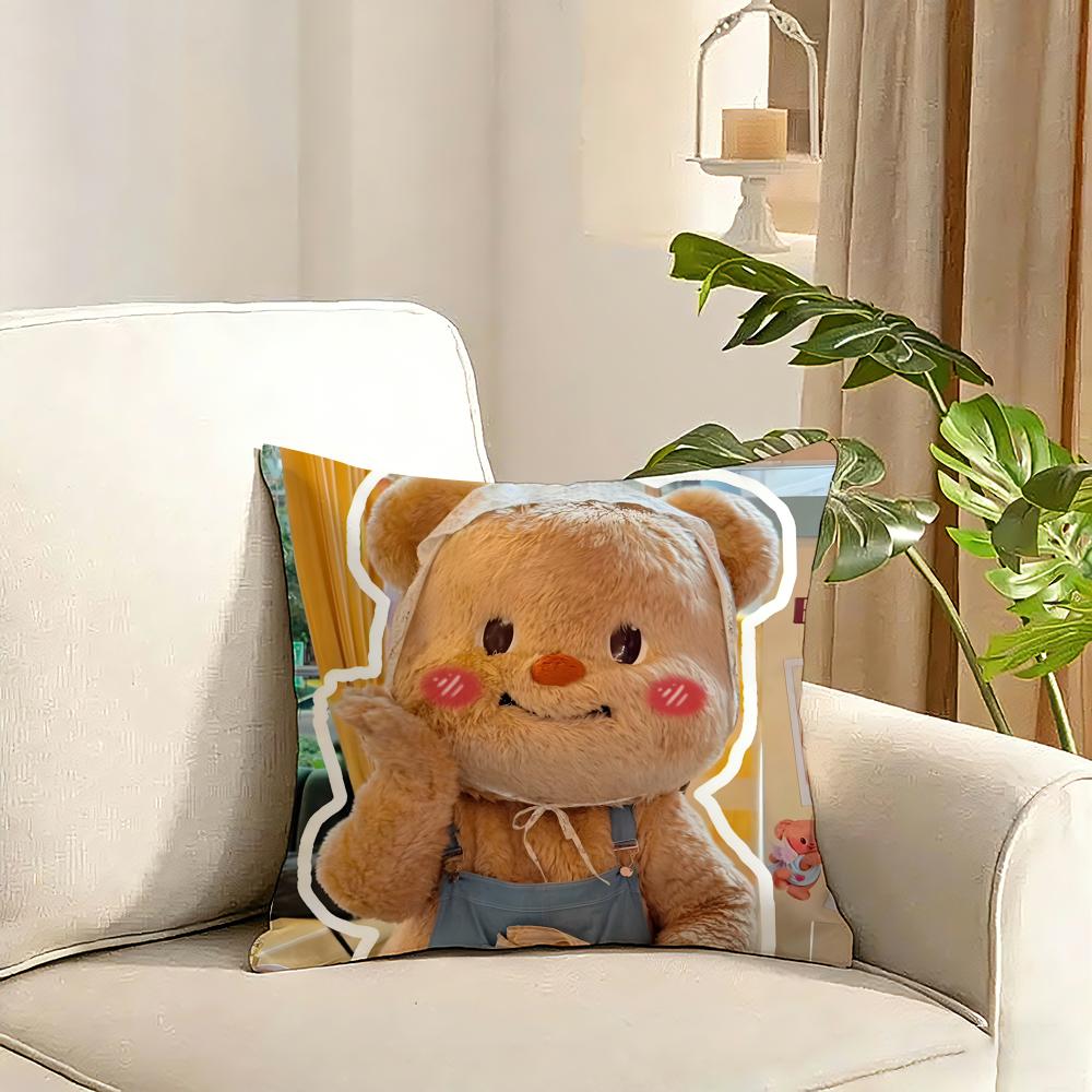 Butterbear Cushion Cover Reversible Plush Pillow Cover Soft Fluffy Home Decor for Sofa Bedroom