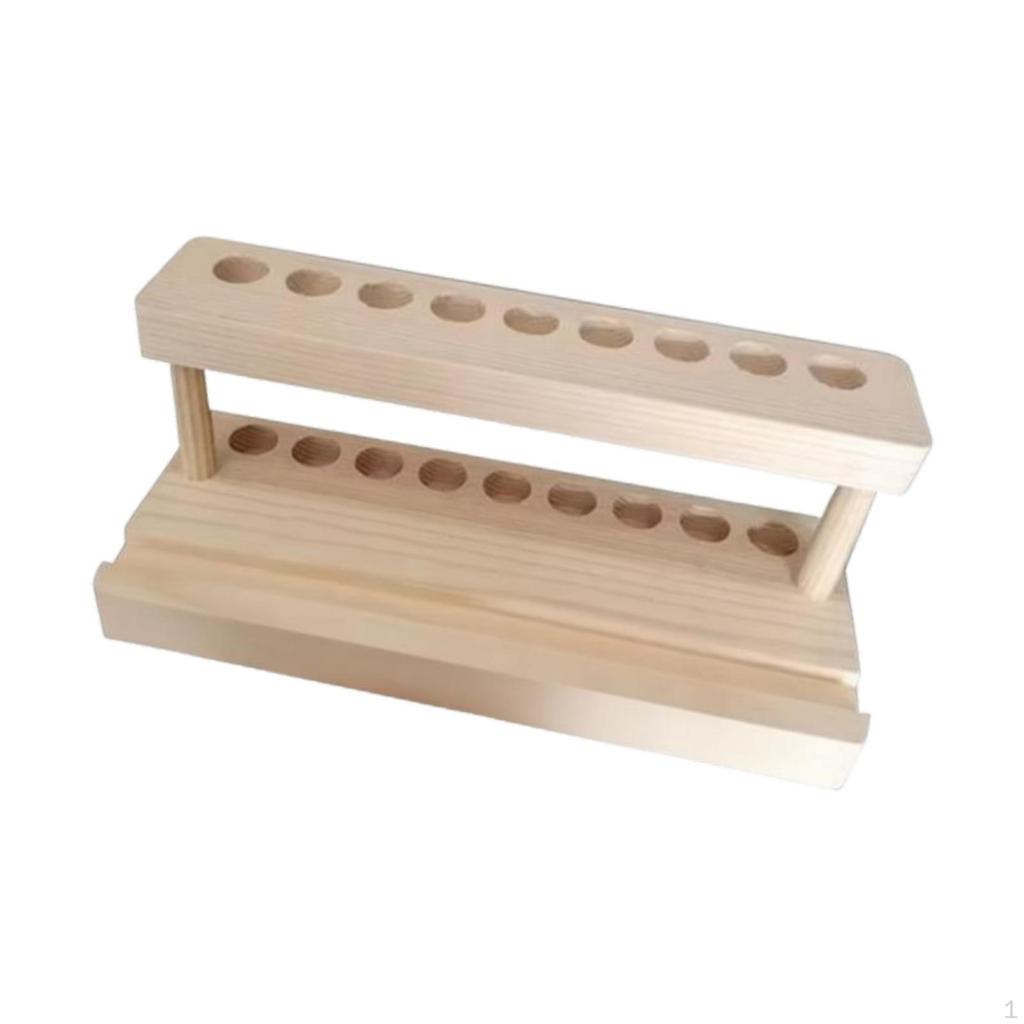 Elegant And Lightweight 9-slot Wooden Pencil Holder for Makeup Brushes, Ideal A Countertop Or
