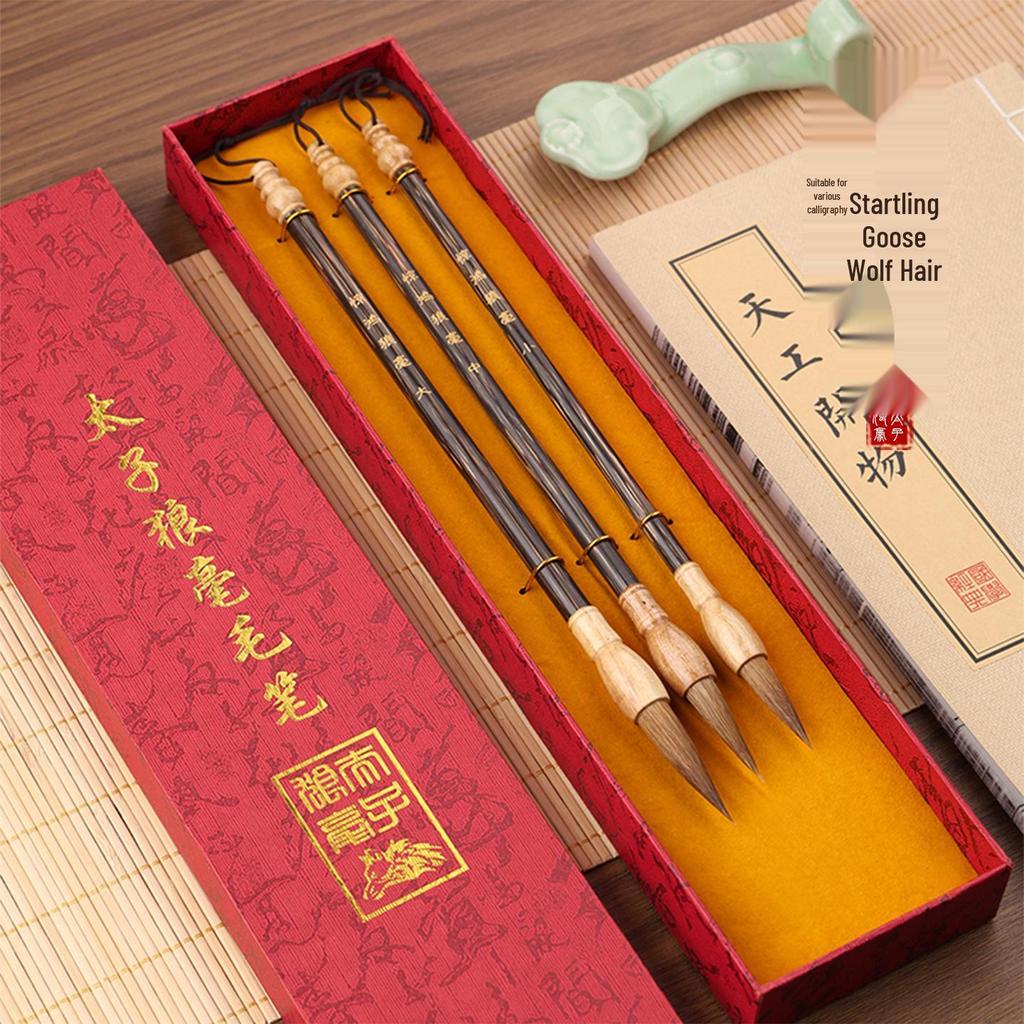 Goose Hair Calligraphy Brushes: Large, Medium, Small - Ideal for Regular, Running, Clerical Scripts & Chinese Painting